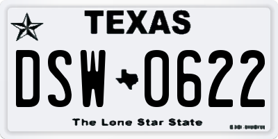 TX license plate DSW0622