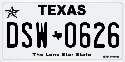 TX license plate DSW0626
