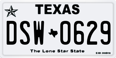 TX license plate DSW0629