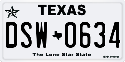 TX license plate DSW0634