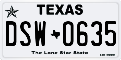 TX license plate DSW0635