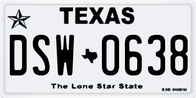 TX license plate DSW0638