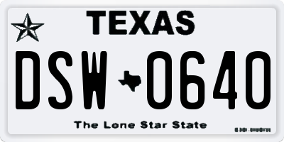TX license plate DSW0640