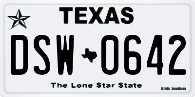 TX license plate DSW0642