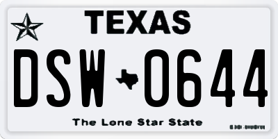 TX license plate DSW0644