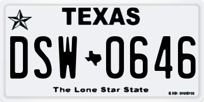 TX license plate DSW0646