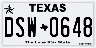 TX license plate DSW0648