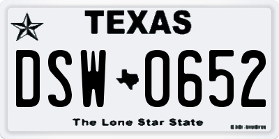 TX license plate DSW0652