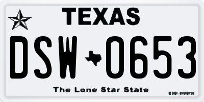 TX license plate DSW0653