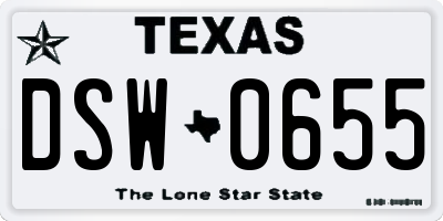 TX license plate DSW0655