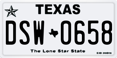TX license plate DSW0658