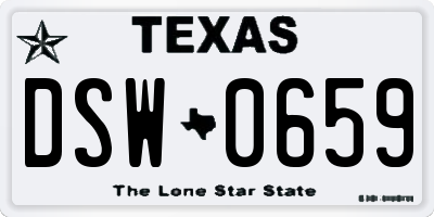 TX license plate DSW0659