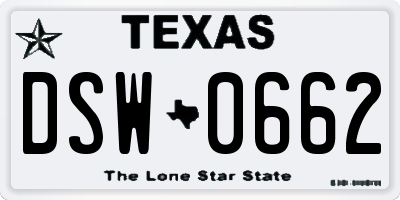 TX license plate DSW0662