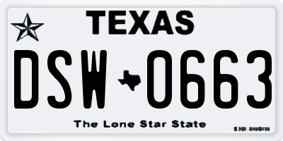 TX license plate DSW0663