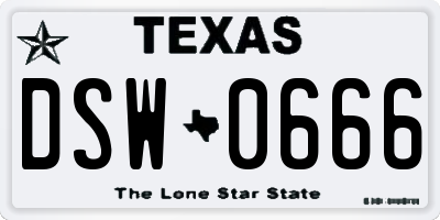 TX license plate DSW0666