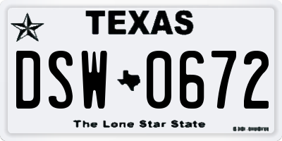 TX license plate DSW0672