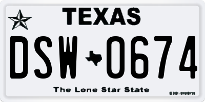 TX license plate DSW0674