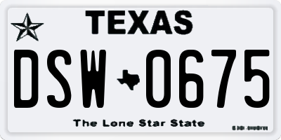 TX license plate DSW0675