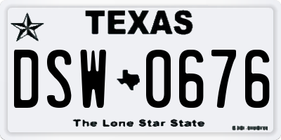 TX license plate DSW0676