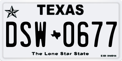TX license plate DSW0677