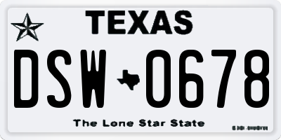 TX license plate DSW0678