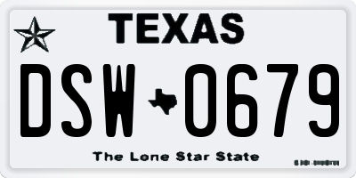 TX license plate DSW0679