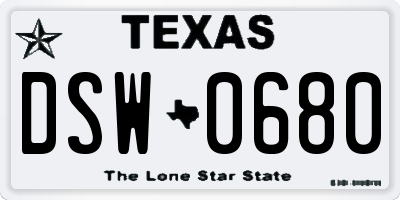 TX license plate DSW0680