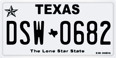 TX license plate DSW0682