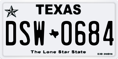TX license plate DSW0684