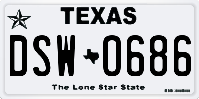 TX license plate DSW0686
