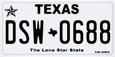 TX license plate DSW0688