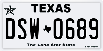 TX license plate DSW0689
