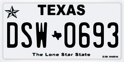TX license plate DSW0693