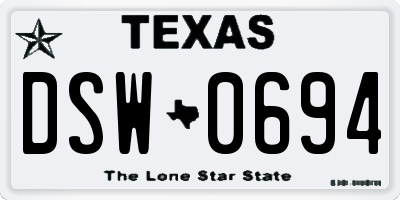 TX license plate DSW0694