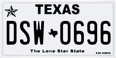 TX license plate DSW0696