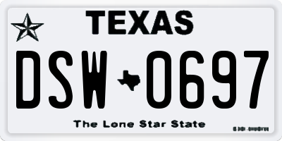 TX license plate DSW0697