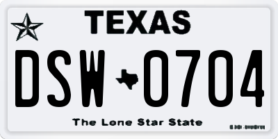 TX license plate DSW0704