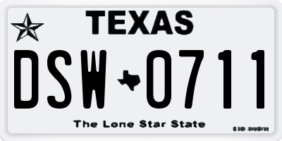 TX license plate DSW0711