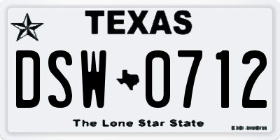TX license plate DSW0712