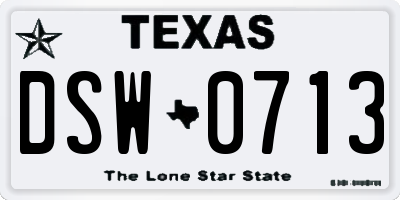 TX license plate DSW0713