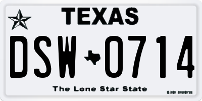 TX license plate DSW0714