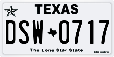 TX license plate DSW0717