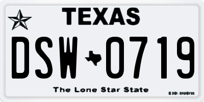 TX license plate DSW0719