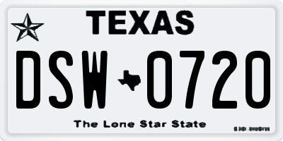 TX license plate DSW0720