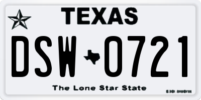 TX license plate DSW0721