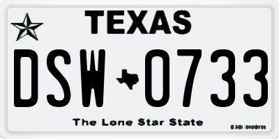 TX license plate DSW0733