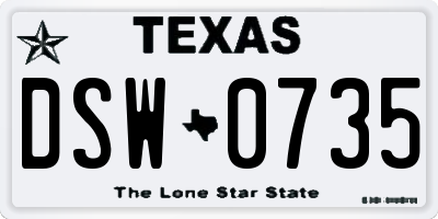 TX license plate DSW0735