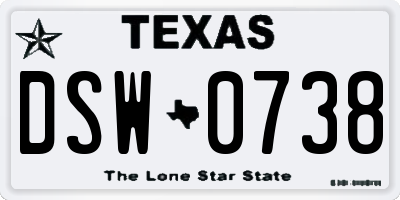 TX license plate DSW0738