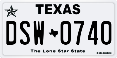 TX license plate DSW0740