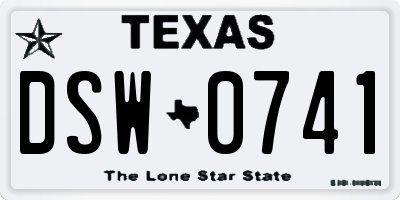 TX license plate DSW0741